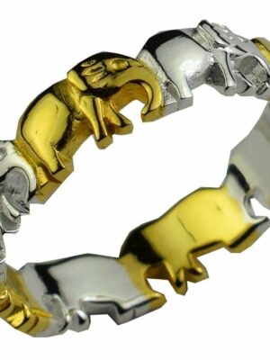 Silver and Gold Ring Elephant