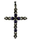 Silver Pendant Cross Amethyst
