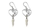 Silver Earring Heart/ Feather