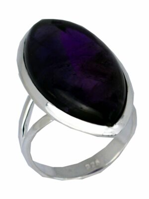 Silver Ring Marquise Amethyst