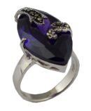 Silver Ring Marquise Amethyst