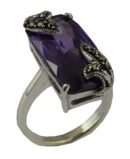 Silver Ring Rectangle Amethyst