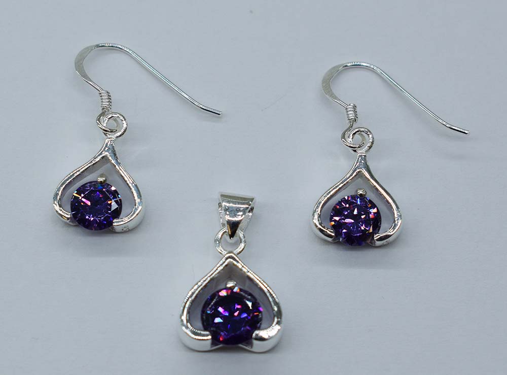 Silver Earring/Pendant Amethyst