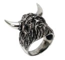 Silver Ring Viking With Horn