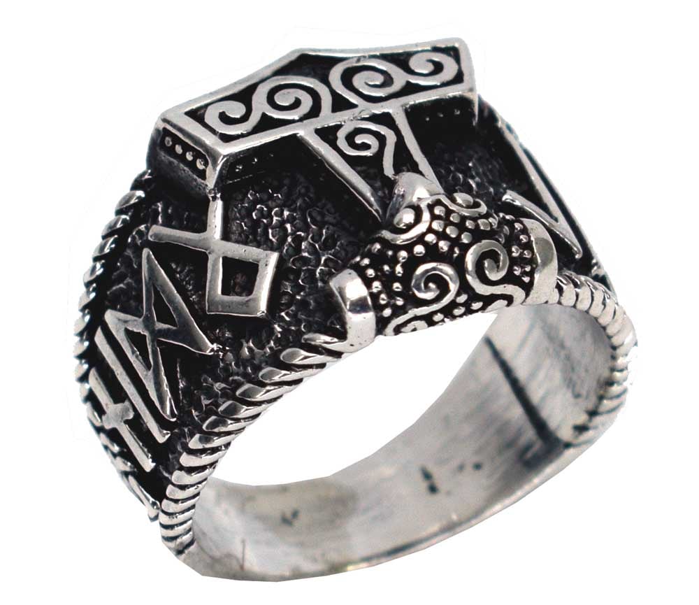Silver Ring Viking Thor Hammer