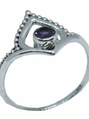 Silver Ring Amethyst Round