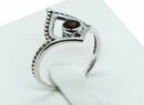 Silver Ring Garnet Round
