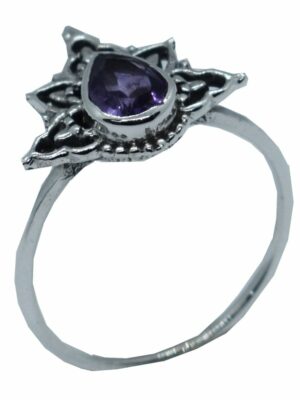 Silver Ring Amethyst Teardrop