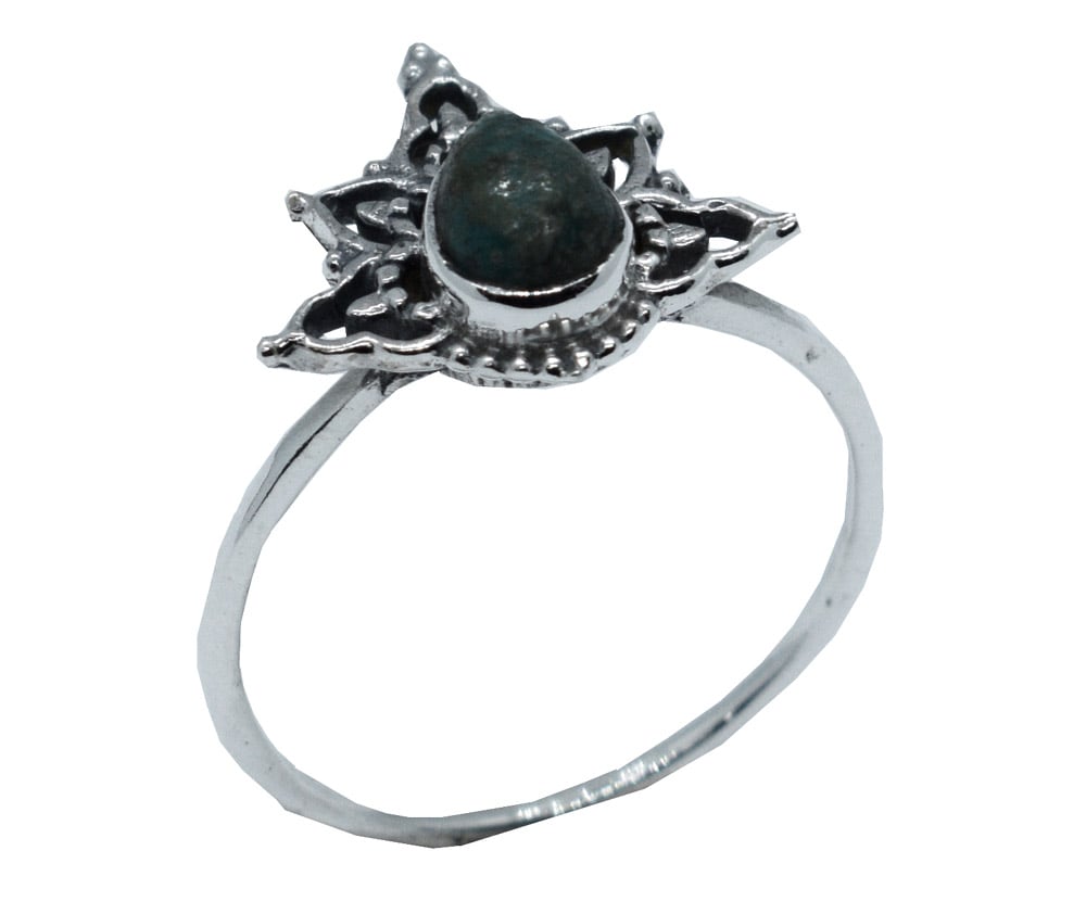 Silver Ring Turquoise Teardrop