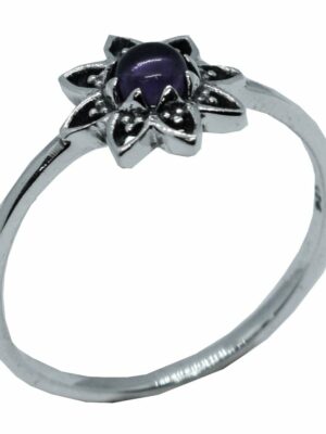 Silver Ring Flower Amethyst
