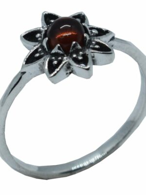 Silver Ring Flower Garnet
