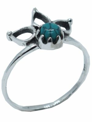 Silver Ring Flower Turquoise