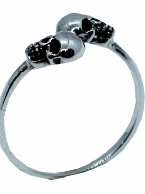 Silver Ring Double Skull
