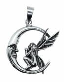 Silver Pendant Fairy on Moon