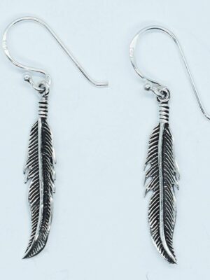 Silver Earing Feather Oxidised