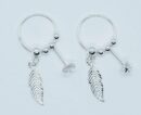 Silver Earing Feather on Hoop