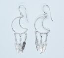 Silver Earing Moon Feathers