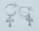Silver Earing Cross on Hoop