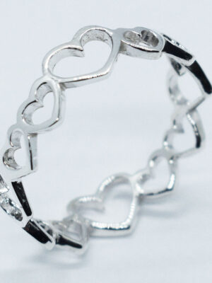Silver Ring Hearts Band