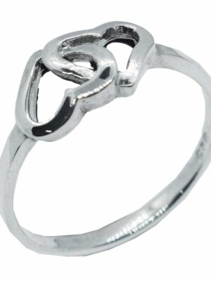 Silver Ring Double Hearts