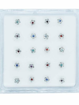Silver Nose Stud Flower 20pc