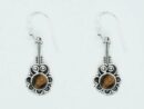 Silver Earring Circle Tiger Eye
