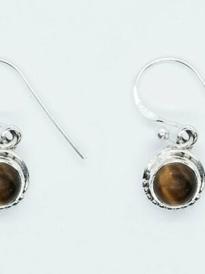 Silver Earring Circle Tiger Eye