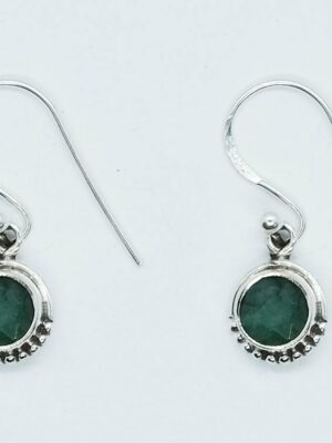 Silver Earring Circle Emerald