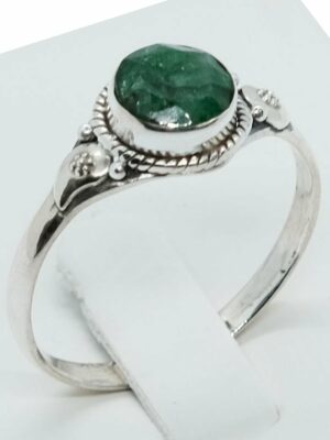 Silver Ring Emerald  Stone