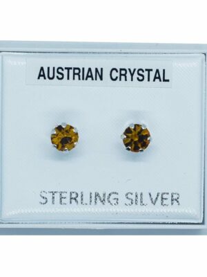 Silver Earring Stud Amber