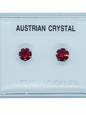 Silver Earring Stud Light Red