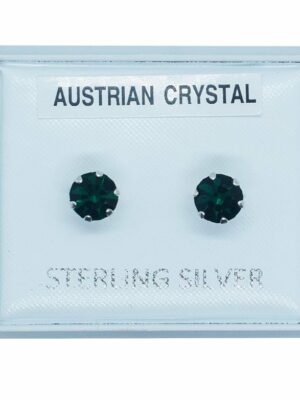 Silver Earring Stud Dark Green