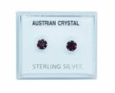Silver Earring Stud Dark Red
