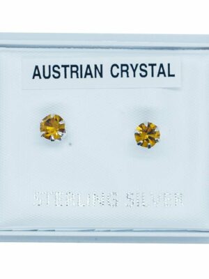 Silver Earring Stud Amber