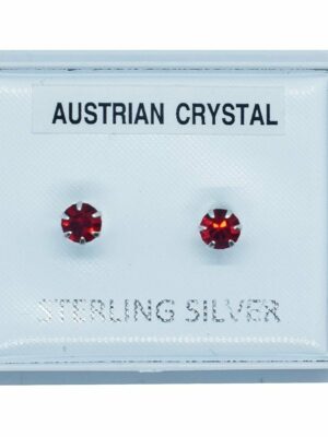Silver Earring Stud Light Red