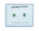 Silver Earring Stud L Green