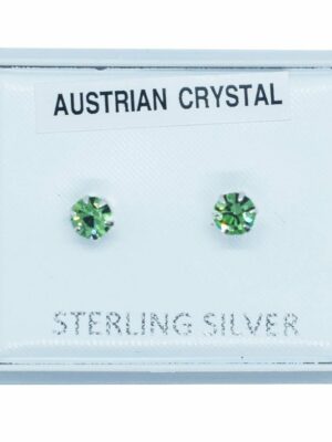 Silver Earring Stud L Green