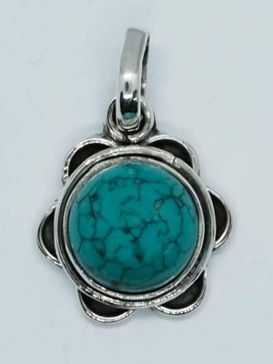 Silver Pendant Turquoise 10x10
