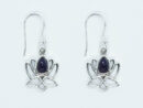 Silver Earring Lotus Amethyst