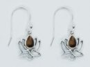 Silver Earring Lotus Tiger Eye