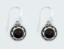 Silver Earring Round Garnet