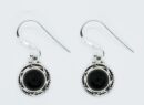 Silver Earring Round Onyx