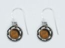 Silver Earring Round Tiger Eye