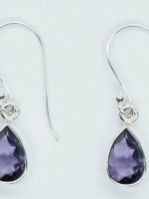 Silver Earring Cut Amethyst