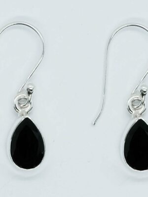 Silver Earring Cut Onyx