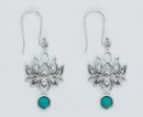 Silver Earring Lotus Turquoise