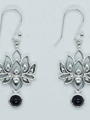 Silver Earring  Lotus Amethyst