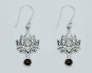 Silver Earring Lotus Garnet