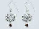 Silver Earring Lotus Tiger Eye