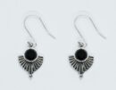 Silver Earring Pointed Onyx